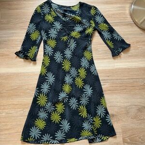 The Limited 100% Silk Floral Midi Dress Size 6 Y2K blue green teal